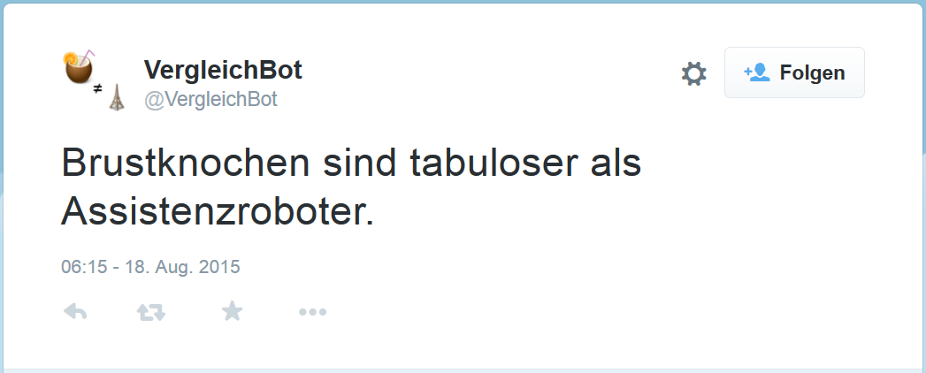 Brustknochen sind tabuloser als Assistenzroboter